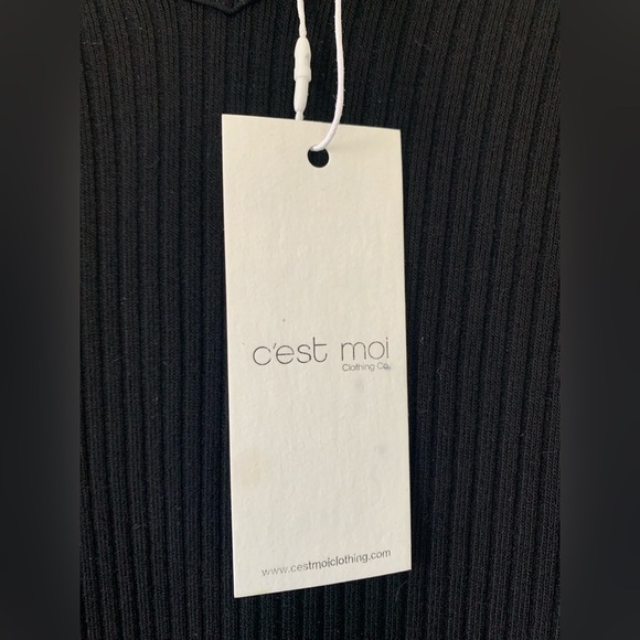 C’est Moi NWT SZ:OS Black ribbed Top - Picture 2 of 4